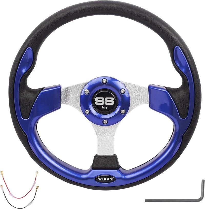 WEKANI Golf Cart Steering wheel for EZGO YAMAHA and Club Car Precedent Most Golf carts Blue - Image 1